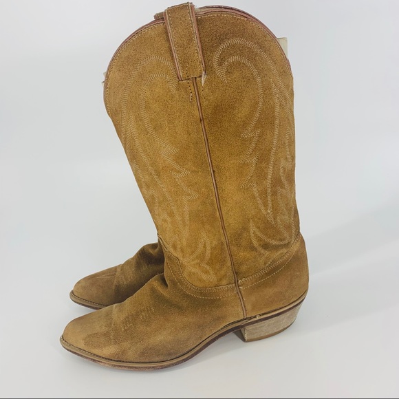 Vintage Other - Vintage Santa Fe Boot Co brown suede cowboy boots